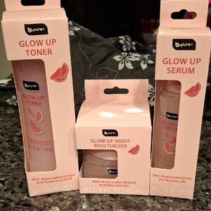 Glow Up Toner, Serum, and Night Moisturizer Set - Pink